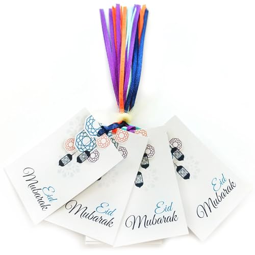 Eid Mubarak Gift Tags by Adore By Nat - Eid ul Fitr 2026 Islamic Muslim Ramadan Kareem Lantern Favors - Set of 24