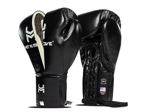 HIT N MOVE Süvari Horsehair Boxing Gloves Hook and Loop, Lace-Up Boxing Gloves Men, Boxing Equipment, MMA Gloves Men, UFC Gloves Horsehair and 100% Cow Leather - size: 12 Oz, style: Lace-Up BLACK