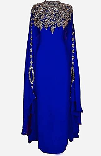 Abaya Kaftan Kimono FARASHA Fancy Casual Muslim Dubai Loose Cover Ups Moroccan - color: Blue, size: 4X-Large