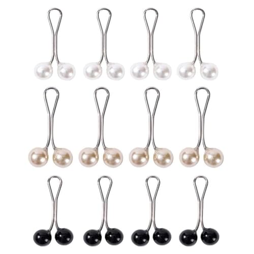 12Pcs Multicolor Headscarf Pearl Pins Clips U Shape Hijab Scarf Lady Muslim Scarf Shawl Clips Scarf Brooches Pin Jewelry Accessories Women's Brooches and Pins (Black&White&Gold) for Women