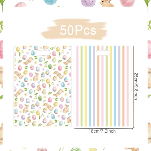 Falueqg Religious Easter Party Favor Bags - 50 Pcs Happy Easter Hunt Egg Goodie Candy Treat Bags Spring Rabbit First Communion Party Favors for Christian Spring Hunt Egg Game Baptism Supplies - color: Easter Egg