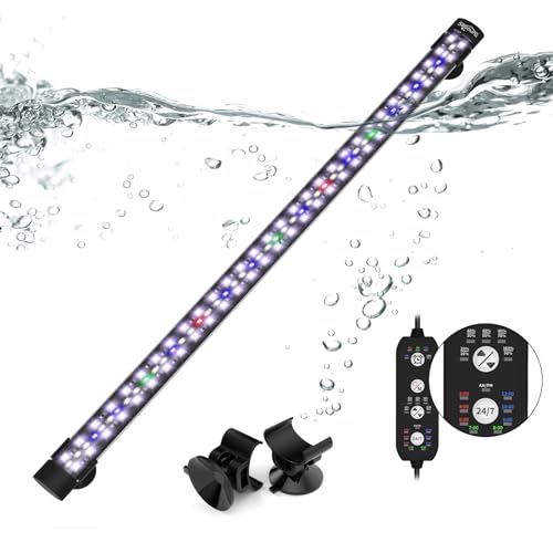 SEAOURA 24/7 Submersible LED Aquarium Light for Plants Fish Tank, 23 Inch | IP 68 Waterproof Full Spectrum Aquarium Plant Light with Timer for 24-43 Inch Tank, 10 Brightness, 8 Colors, Auto On/Off - size: 22.8 Inch length
