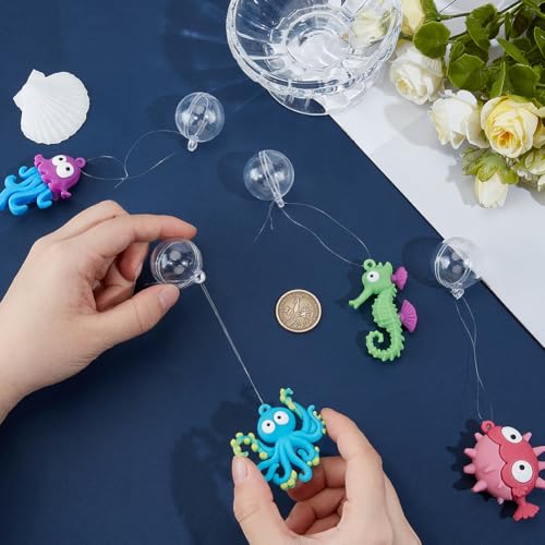 GORGECRAFT 4Pcs 4 Styles Floating Fish Aquarium Decorations Silicone Plastic Cartoon Sea Ocean Animals Octopus Seahorse Device Landscapes Accessories Suitable for All Kinds of Fishes Tanks - style: Mixed Shapes 2