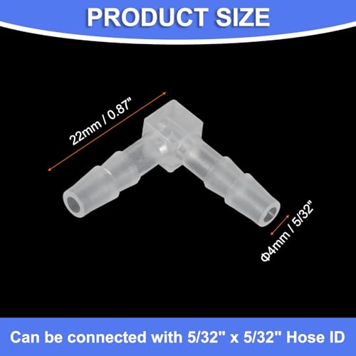 uxcell 5/32" Hose Barb Fitting, 8 Pcs Equal Barbed 90 Degree Elbow L Shaped 2 Way Plastic Splicer Joint Mender Adapter Union Fitting for Air Line Tubing Pipe Household Fuel Gas Liquid - size: 5/32"