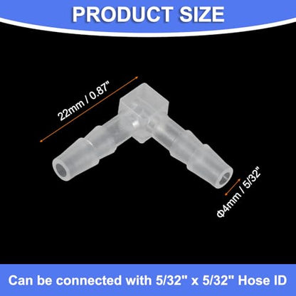 uxcell 5/32" Hose Barb Fitting, 8 Pcs Equal Barbed 90 Degree Elbow L Shaped 2 Way Plastic Splicer Joint Mender Adapter Union Fitting for Air Line Tubing Pipe Household Fuel Gas Liquid - size: 5/32"