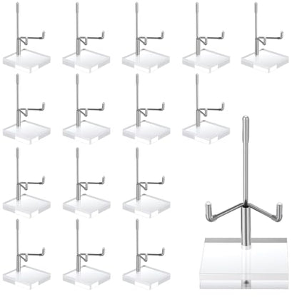 16 PCS Adjustable Metal Arms Display Stand, 2 X 2 X 3.5 Inch Small Rock Display Stand with Acrylic Base Small Displays Easel Holder Crystal Displays Stands for Picture Coral Geodes Mineral Agate