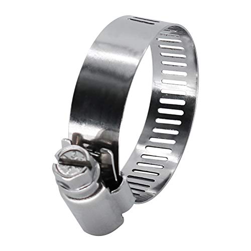 1.5" Hose Clamp Full Stainless Steel 27mm - 51mm,10 Pack | 1.5 hose clamp worm gear - SAE 24 Size, 1/2" Band Width, smoothly install and precisely fit hose & pipe size - size: 1.5" Hose Clamp 27mm - 51mm (1.06" - 2")