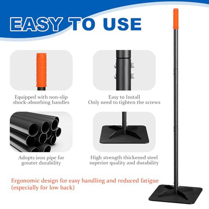 Steel Tamper Tool 10 * 12 Inch, Heavy Duty All Steel Tamper for Landscaping | Installing Pavers And Repairing Asphalt Pavements, Black