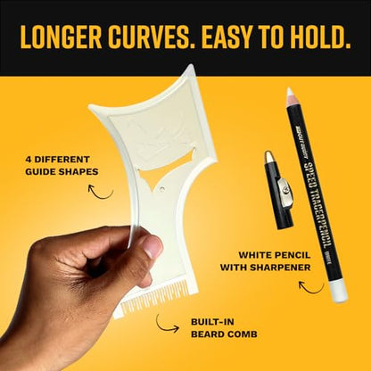The Cut Buddy PLUS Beard Shaping Tool, Clear Template with Built-in Comb and Bonus Pencil, Ideal for Hairline, Beard, and Mustache Trimming - style: The Cut Buddy PLUS
