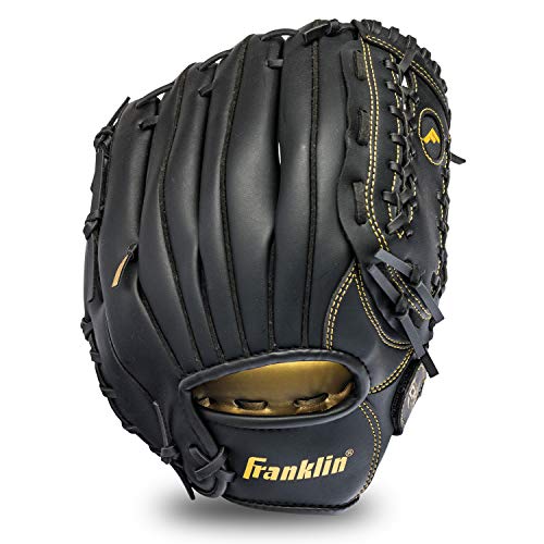 Franklin Sports Field Master Baseball + Softball Glove - Field Master Adult + Youth Baseball + Softball Mitt - Men's + Women's Gloves - color: Black/Gold, style: 12" - Trapeze Web