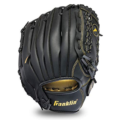 Franklin Sports Field Master Baseball + Softball Glove - Field Master Adult + Youth Baseball + Softball Mitt - Men's + Women's Gloves - color: Black/Gold, style: 12" - Trapeze Web