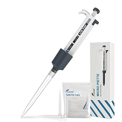 LAB FISH M2-10ml Lab Pipette, 2-10ml Adjustable Volume w/20 Tips | 2-10ml range, 0.1ml increment, single channel, manual, includes 20 tips, for lab liquid transfer - style: 2-10ml Set