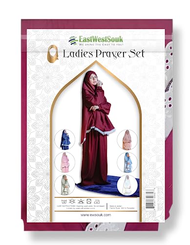 Women's Prayer Dress 2 Pieces Microfiber Solid Color Plus Long Sleeve | One-Size | Hijab Abaya Suit - color: Pink