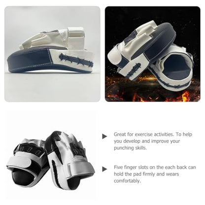 ABOOFAN Focus Mitts and Hand Pads for Kickboxing Muay Thai, Upgraded Thickened Curved Training Strike Shield, Black and White, Portable Martial Arts Boxing Target for Men and Women