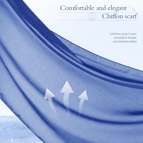 Chiffon Scarf,Soft Breathable Chiffon Shawls and Wraps,Silky Women's Hijab for Evening Dresses Wedding Bridal Scarves - color: Royal Blue, size: 67 x 28 inches