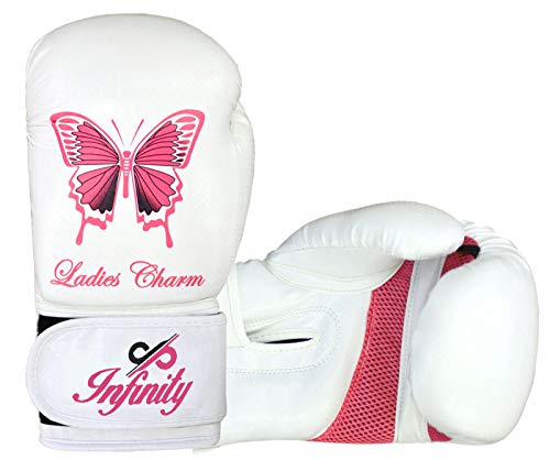 Womens Boxing Gloves Kids MMA Training Ladies Punching Mitts Girls Childrens - color: White ButterFly Boxing Gloves, size: 10Oz