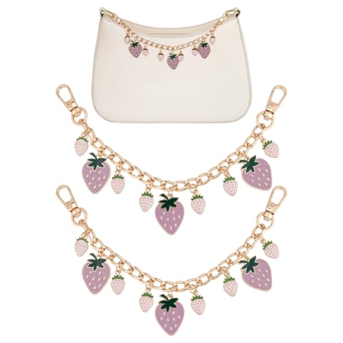 UNICRAFTALE Purse Chain Strap Replacement 8 Inch Short Chain Straps Enamel Charm Bag Handle with Buckle Extender - color: Golden/Pink