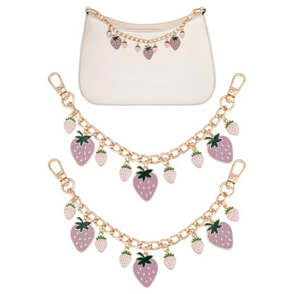 UNICRAFTALE Purse Chain Strap Replacement 8 Inch Short Chain Straps Enamel Charm Bag Handle with Buckle Extender - color: Golden/Pink