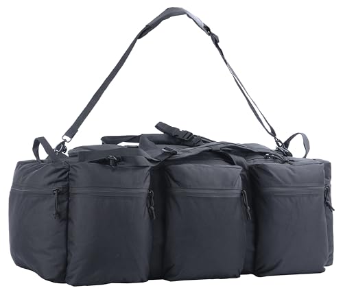 100L Large Military Duffle Bag Deployment Duffel Bag Sports Equipment Travel Luggage Bag with Detachable Backpack Straps… - color: Black