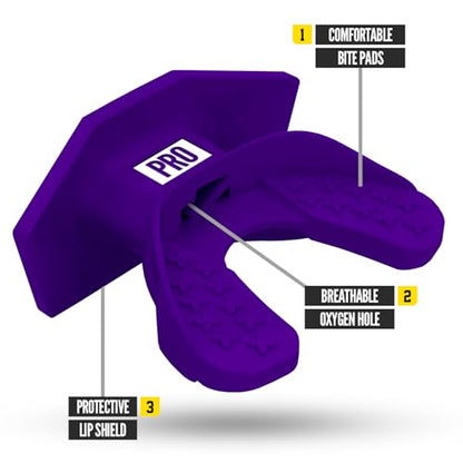 Nxtrnd One Pro Football Mouth Guard, Interchangeable Strap, Fits Adult & Youth (Purple) - color: Purple Pro