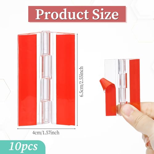 10 Pcs Self-Adhesive Clear Plastic Hinges 65x40mm Acrylic Small Hinges for Crafts Aquarium Lid Hinge Clear Foldable Hinge Tools for Cabinet Glass Furniture Display Stand
