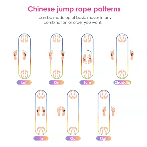 Cikyner Chinese Jump Rope, 4m Long 1.5cm Wide Elastic Chinese Ropes with Instructions French Skipping Rainbow Band for Indoor and Outdoor Children Jumpsies Games, Ideal for Gifts for Girls and Boys