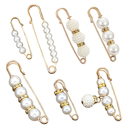 iminoo 7 Pcs Fashion Brooch Pins Sweater Shawl Pins for Women Girls Clothing Dresses Decoration Accessories - color: White