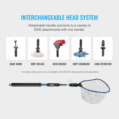 EGO S2 Kryptek Slider Fishing Net, Adjustable, Interchangeable Heads - size: Kryptek 18" to 36" Handle, 22” x 23” Hoop, style: Lightweight Non-tangle Clear Rubber Mesh
