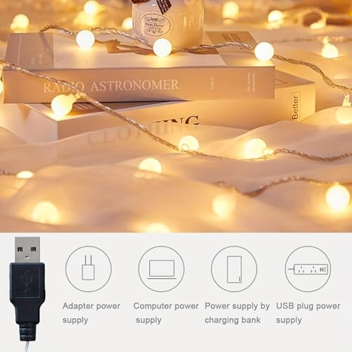 Globe String Lights USB LED Fairy Lights Selectable Warm White for Party Wedding Bedroom, Warmcolors - color: Warmcolors