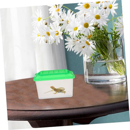 HOMSFOU 2pcs Portable Handheld Plastic Fish Tank Reptile Breeding Box Medium Turtle Habitat Carrier for Small Pets