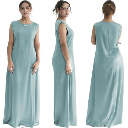 2PCS Muslim Abaya Dress for Women Smooth Satin Prayer Cardigan with Belt - color: Light Green, size: X-Small-Small