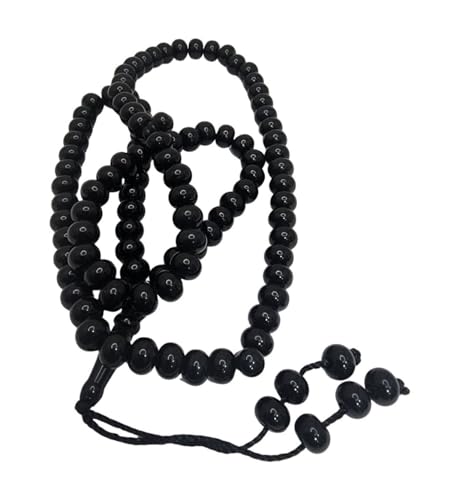 Islam Prayer Tasbih 99 Beads AMN-101 Muslim Zikr Rosary Misbaha w/Decorate Tassels Ramadan praying Eid Gift - color: Black