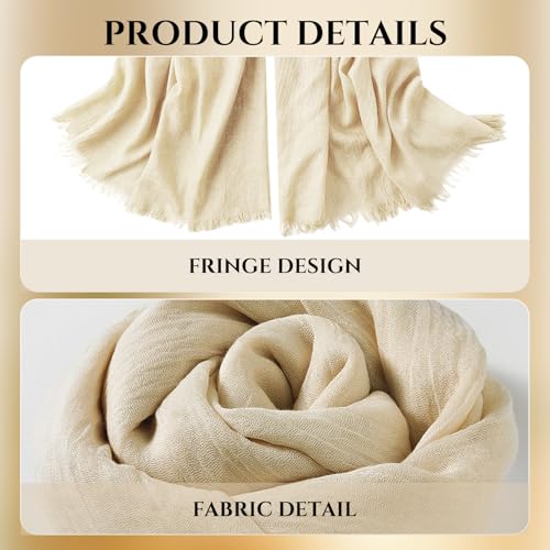 Extra Large Cotton Linen Shawl Wrap for Women, Elegant Scarf with UV Protection Breathable Lightweight Head Cover Hijab - color: Cream White