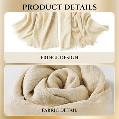 Extra Large Cotton Linen Shawl Wrap for Women, Elegant Scarf with UV Protection Breathable Lightweight Head Cover Hijab - color: Cream White