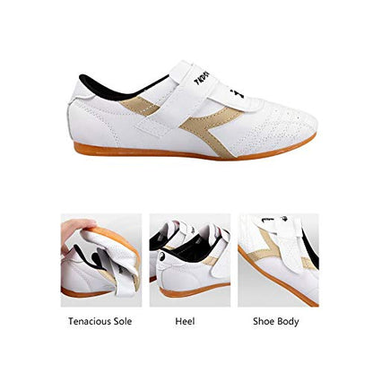 Taekwondo Shoes, Dilwe PU Leather Soft Sole Taekwondo Shoes for Taichi Gym Training (40)