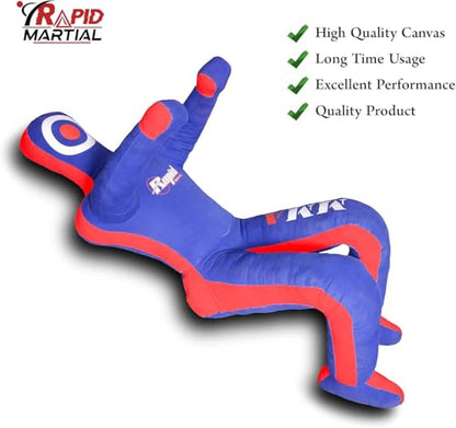 Brazilian Grappling Submission Sitting Laying Throwing Dummy Wrestling Dummy Punching Heavy Bag - UNFILLED 4/48 inches Feet- Kneeling(Multicolored-Blue-Red)