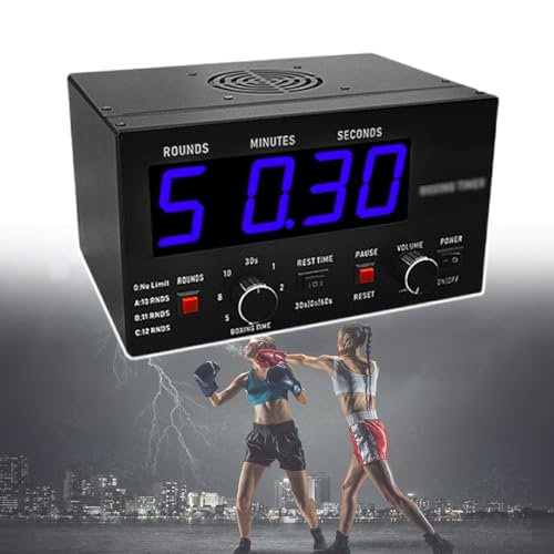 Boxing Round Timer,Mini Gym Timer with Adjustable Sound,Selectable Training Time and Cycle Repetitions for Boxing Competitions and Training,Blue - color: Blue