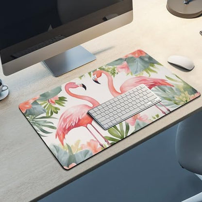 Large Size Gaming Mouse Pad Flamingos and Flowers Desk Mat Non-Slip Base Waterproof Desktop Writing Pad for Office Home - color: Flamingos and Flowers, size: 40X75cm