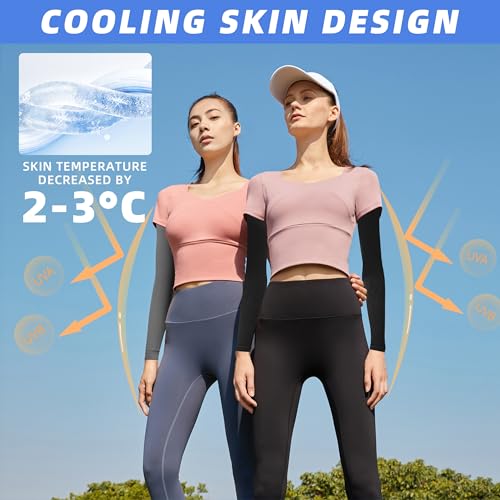 BHYTAKI UV Sun Protection Arm Sleeves, UPF 50 Sports Cooling Arm Compression Sleeves for Men Women Teenager - color: 1 Black+1 Dark Gray+1 White+1 Sky Blue
