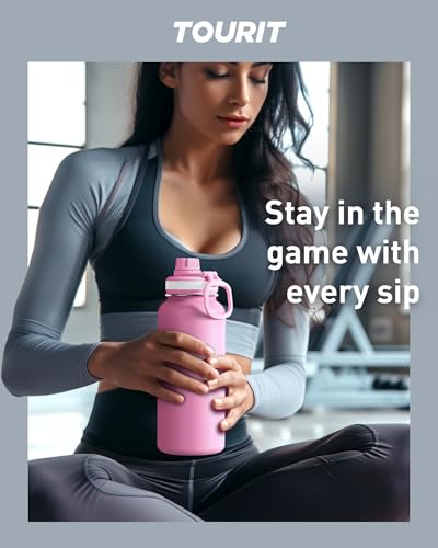 TOURIT 24 oz Insulated Stainless Steel Water Bottle, Light khaki | Double-wall insulated vacuum thermal flask, 100% leakproof & BPA-free, lightweight beverage container for gym & travel - color: Light Khaki, size: 24 Ounces
