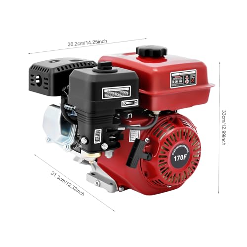 4-Stroke 7.5HP Gas-Powered Engine, 212CC Gas Powered Engine with Large Fuel Tank High-Precision Carburetor and Low Oil Alarm Light, Forced Air Cooling System Pull Start Portable Gas Engine - size: 7.5HP 212CC RED