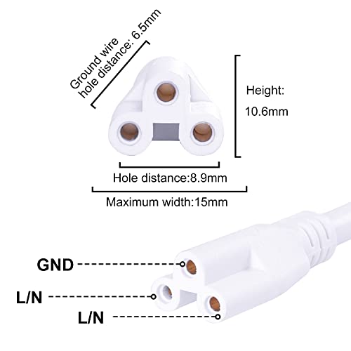 TRLIFE T5 T8 Power Cord, 6FT Long LED Light Cord with On/Off Switch, LED Wire Connector Power Cord with US Plug for T5 T8 Integrated Tube Light Fixtures (4 Pack)