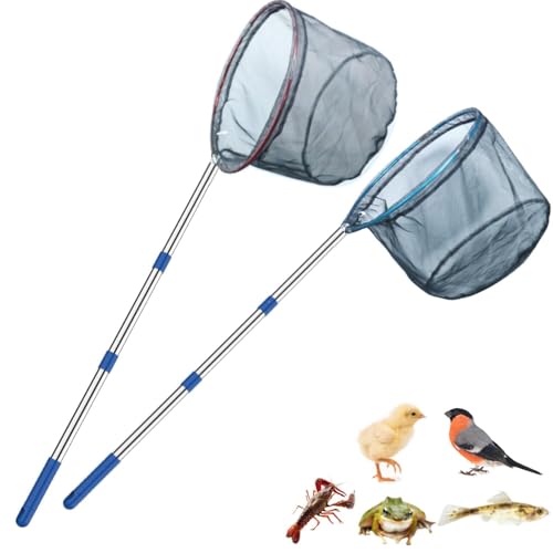 Fishing Net 2 Pack Retractable Lightweight Landing Net with Aluminum Rod Handle Fishing Nets for Youth Catch and Release Butterfly Nets - style: 40cm Blue+red