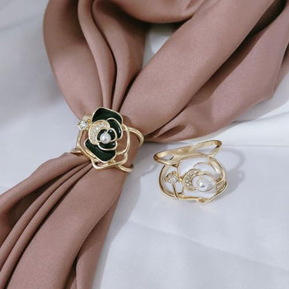 3pcs Fashion Scarf Ring Clip 3 Rings Silk Scarves Clip For Women Shawl Clip Buckle Gold Smooth Scarf Brooches Buckle - color: Scarf clip F-3PCS