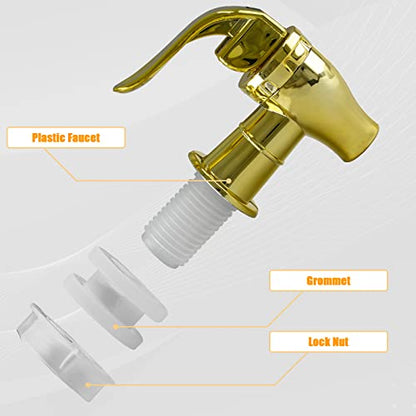 Biaungdo 2 Pcs Replacement Spigot for Beverage Dispense, Golden, Push Style | Beverage Dispenser Compatible, Carafe Spigot, Water Dispenser Replacement, Spout Faucet - color: Gold