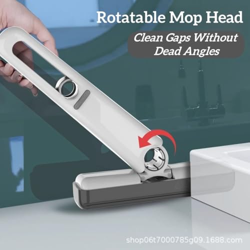Mini Mop Portable Self-Squeeze, Wall Cleaner Mop Small with 1 Sponge Head + 1 Squeeze Handle for Kitchen, Desktop, Window, Cabinet