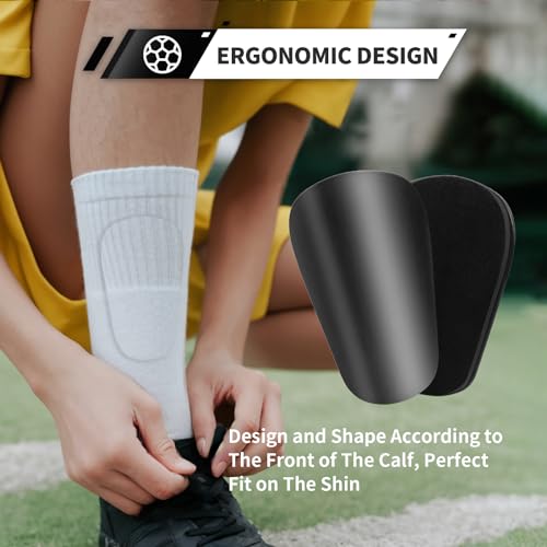Extra Mini Soccer Shin Guards for Toddler, Kids, Youth & Adults | Ultra Lightweight Insert Small Shin Pads, Boys Girls Men Women, Shock-Absorbing Protection, 3.7×2.4 In, Training & Matches - color: Black