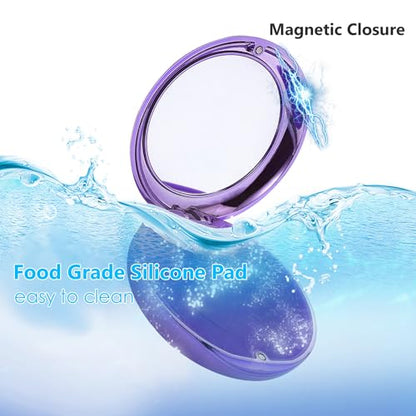 Retainer Case with Mirror, Cute Retainer Holder Case, Slim Aligner Case with Removal Tool, Magnetic Closure, Convenient Orthodontic Case for Invisalign/Night Guard/Mouth Guard - color: Purple