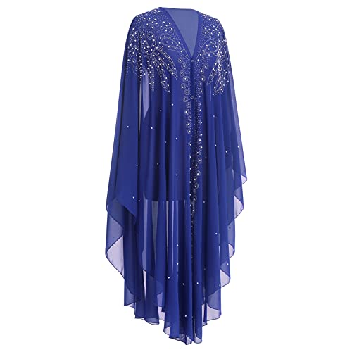 OBEEII Muslim Dress for Women Loose Batwing Sleeved Hooded Beaded Embroidery Long Abaya Dress Kaftan Abayas Islamic Robe - color: Bs09
