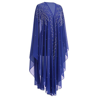 OBEEII Muslim Dress for Women Loose Batwing Sleeved Hooded Beaded Embroidery Long Abaya Dress Kaftan Abayas Islamic Robe - color: Bs09